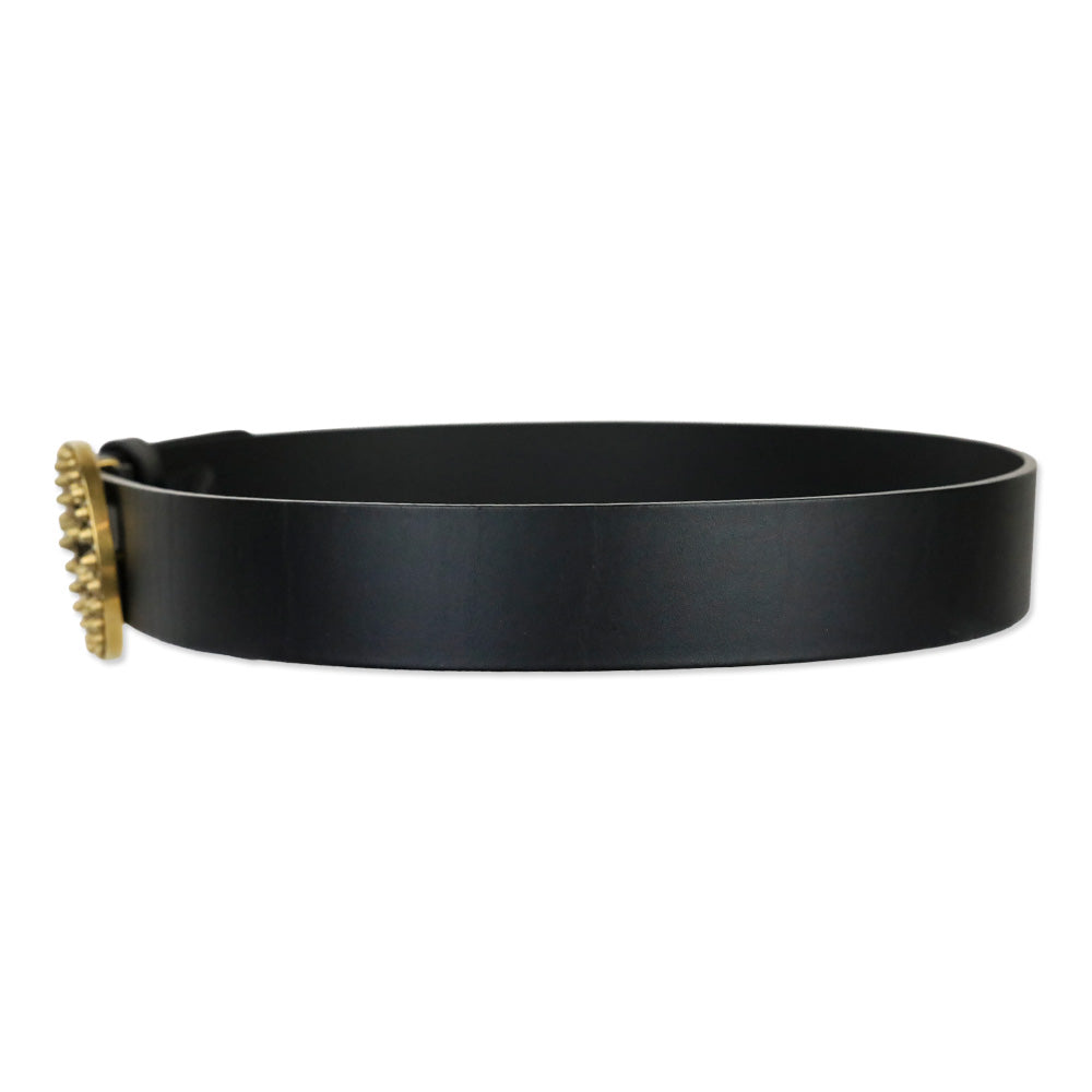 Gucci Black Leather Interlocking Studded GG Buckle Belt