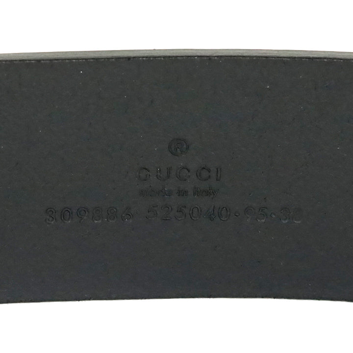 Gucci Black Leather Interlocking Studded GG Buckle Belt