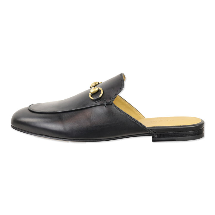 Gucci Black Leather Princetown Horsebit Slipper Mule