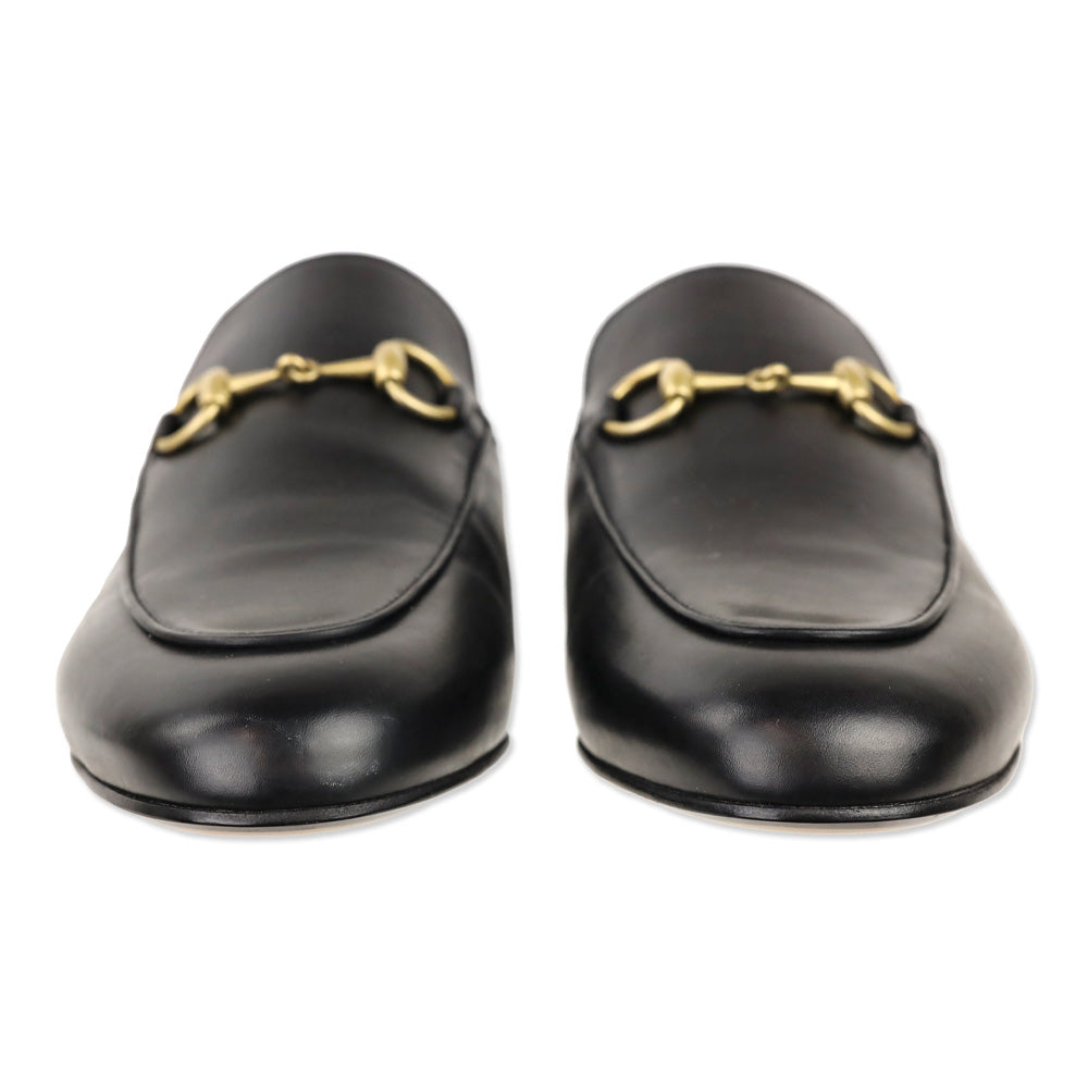 Gucci Black Leather Princetown Horsebit Slipper Mule