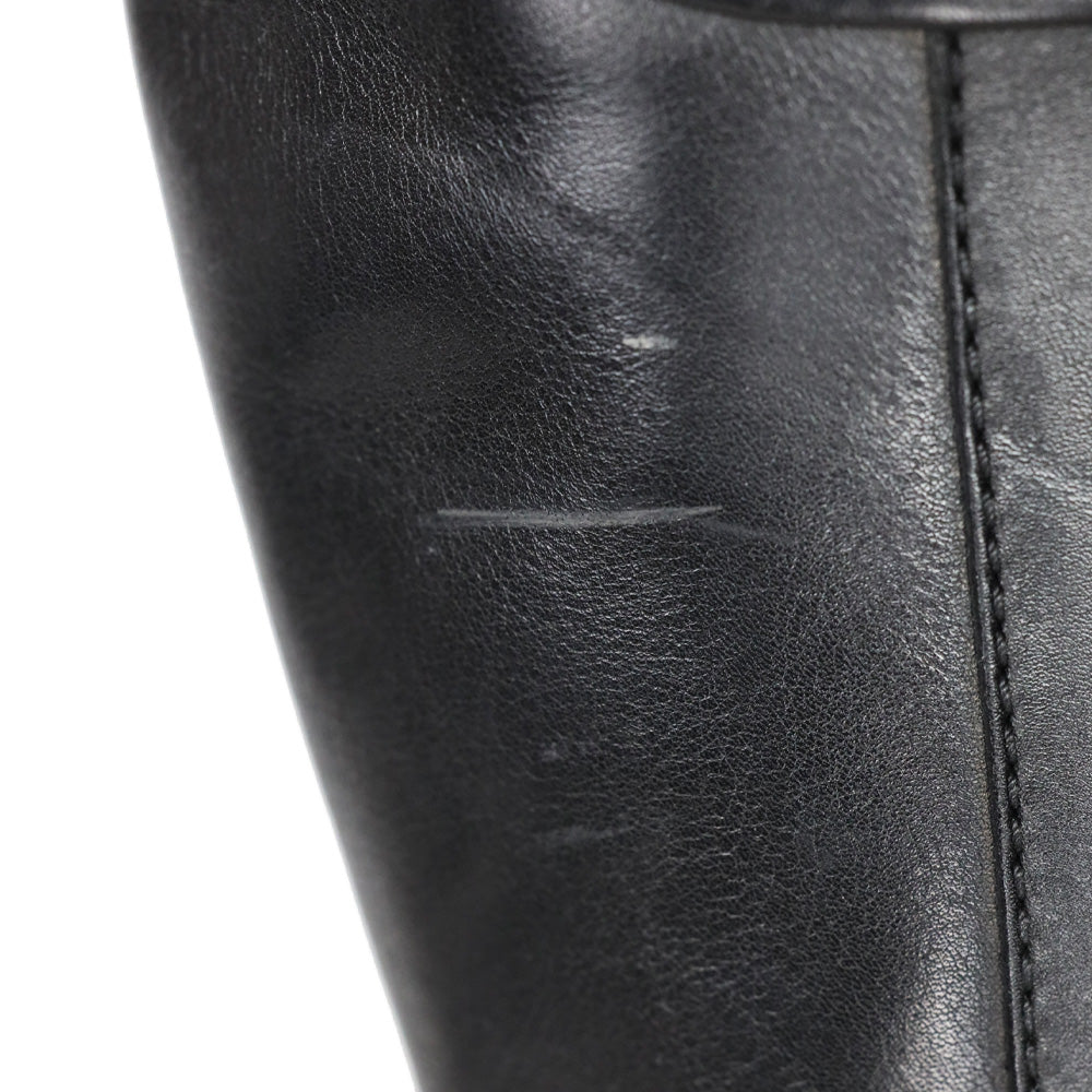 Gucci Black Leather Silver GG Knee-High Boots