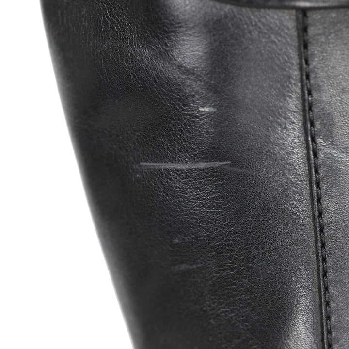 Gucci Black Leather Silver GG Knee-High Boots