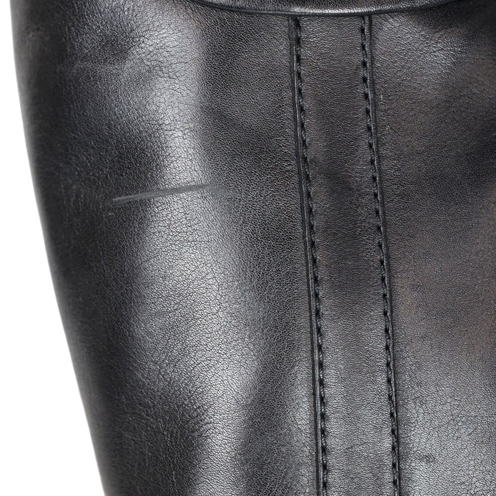 Gucci Black Leather Silver GG Knee-High Boots