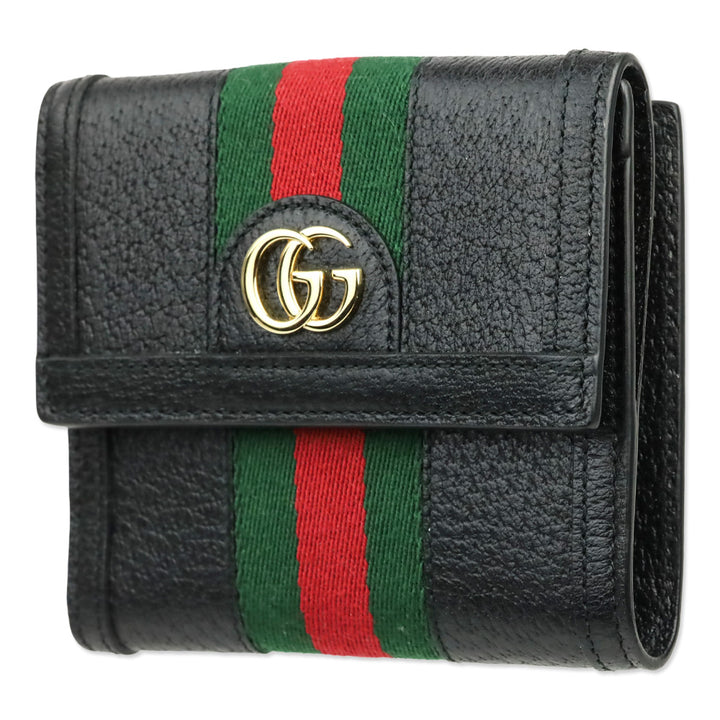 Gucci Black Leather Web Ophidia French Wallet