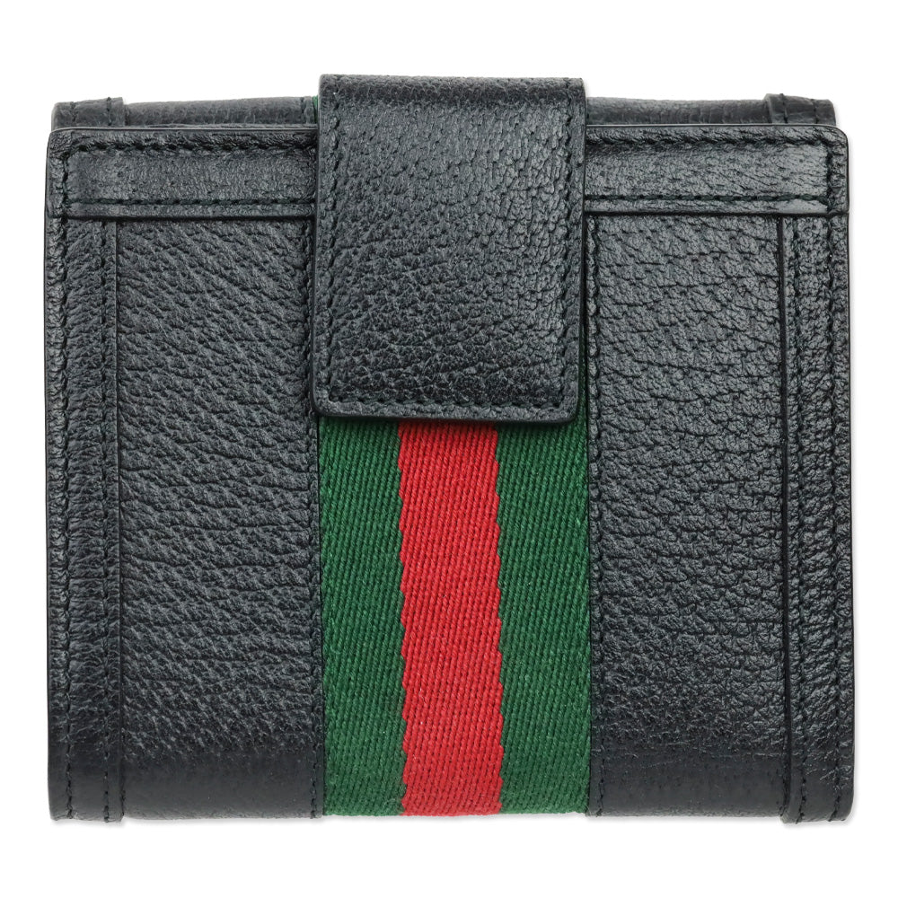 Gucci Black Leather Web Ophidia French Wallet