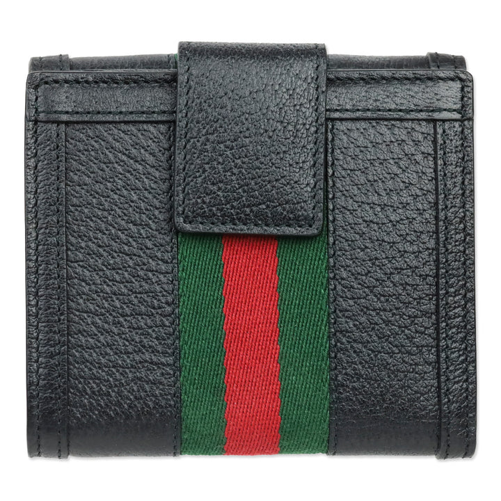 Gucci Black Leather Web Ophidia French Wallet