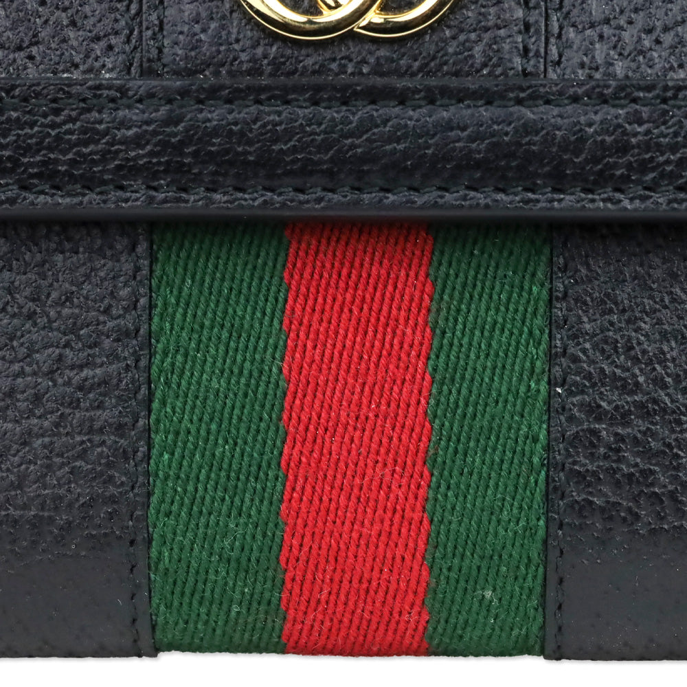 Gucci Black Leather Web Ophidia French Wallet