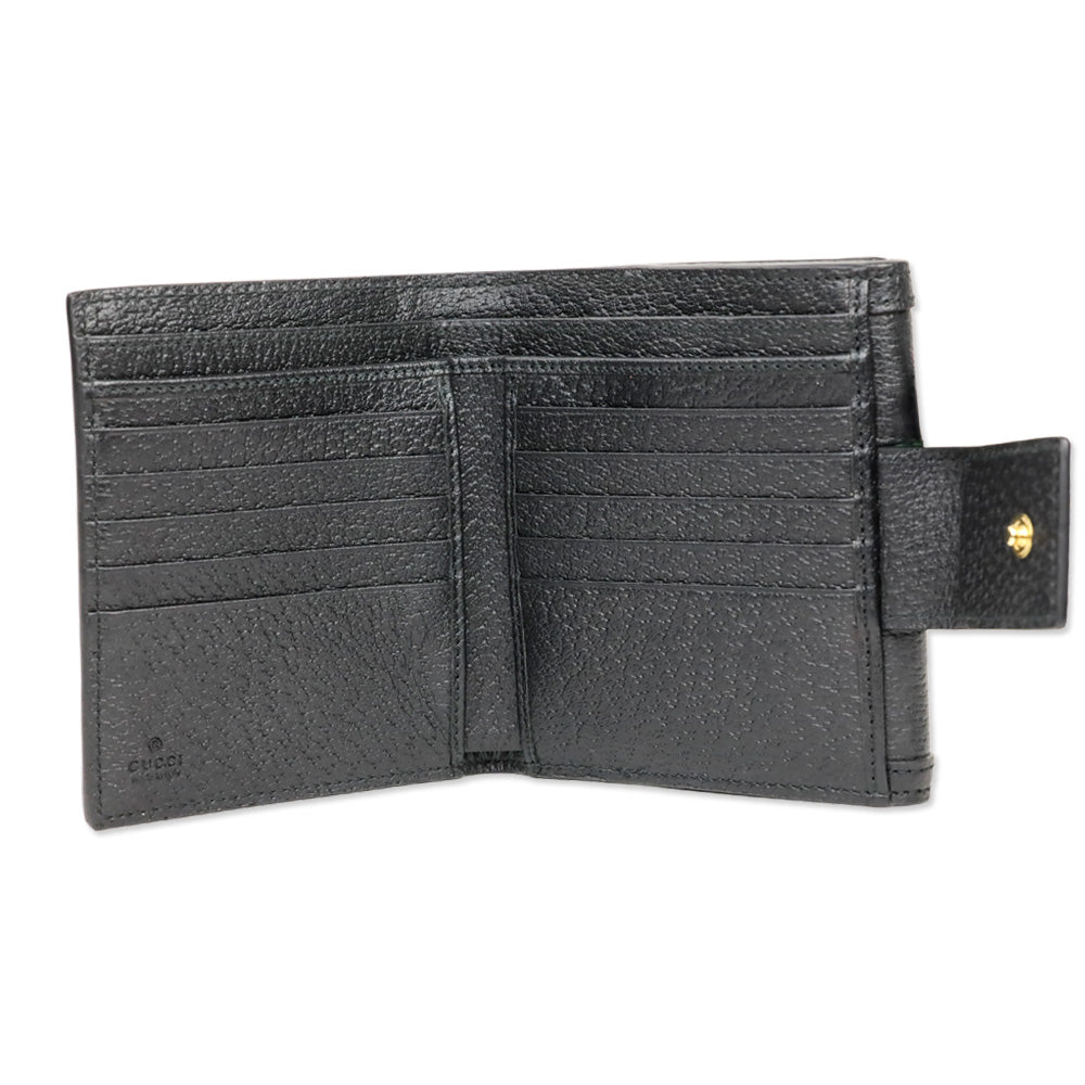 Gucci Black Leather Web Ophidia French Wallet