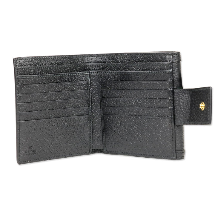 Gucci Black Leather Web Ophidia French Wallet