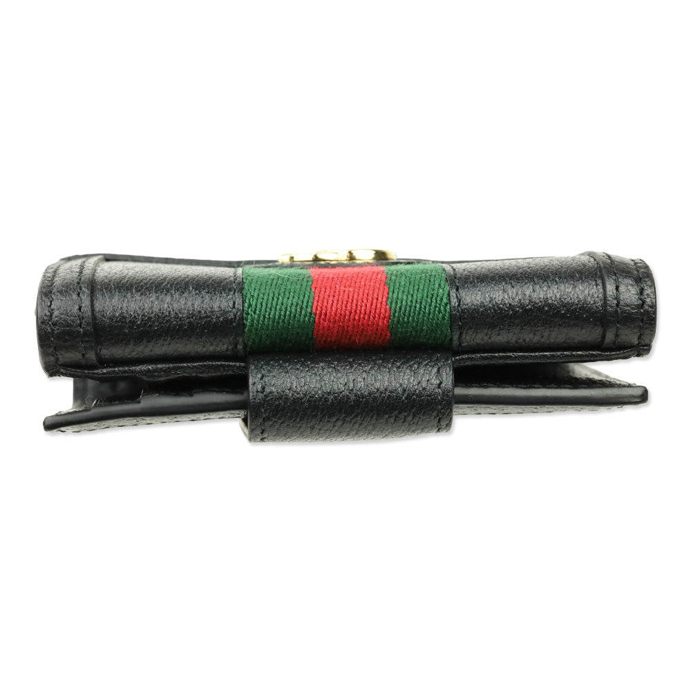 Gucci Black Leather Web Ophidia French Wallet