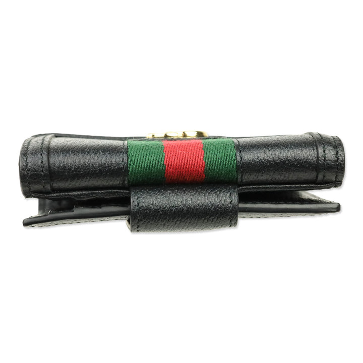 Gucci Black Leather Web Ophidia French Wallet