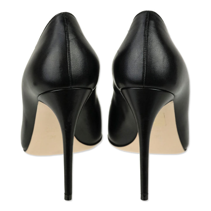 Gucci Black Leather Willow Scalloped GG Pearl Pumps