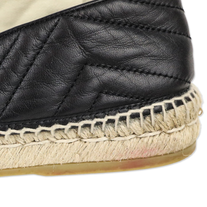 Gucci Black Matelassé Leather GG Marmont Espadrilles