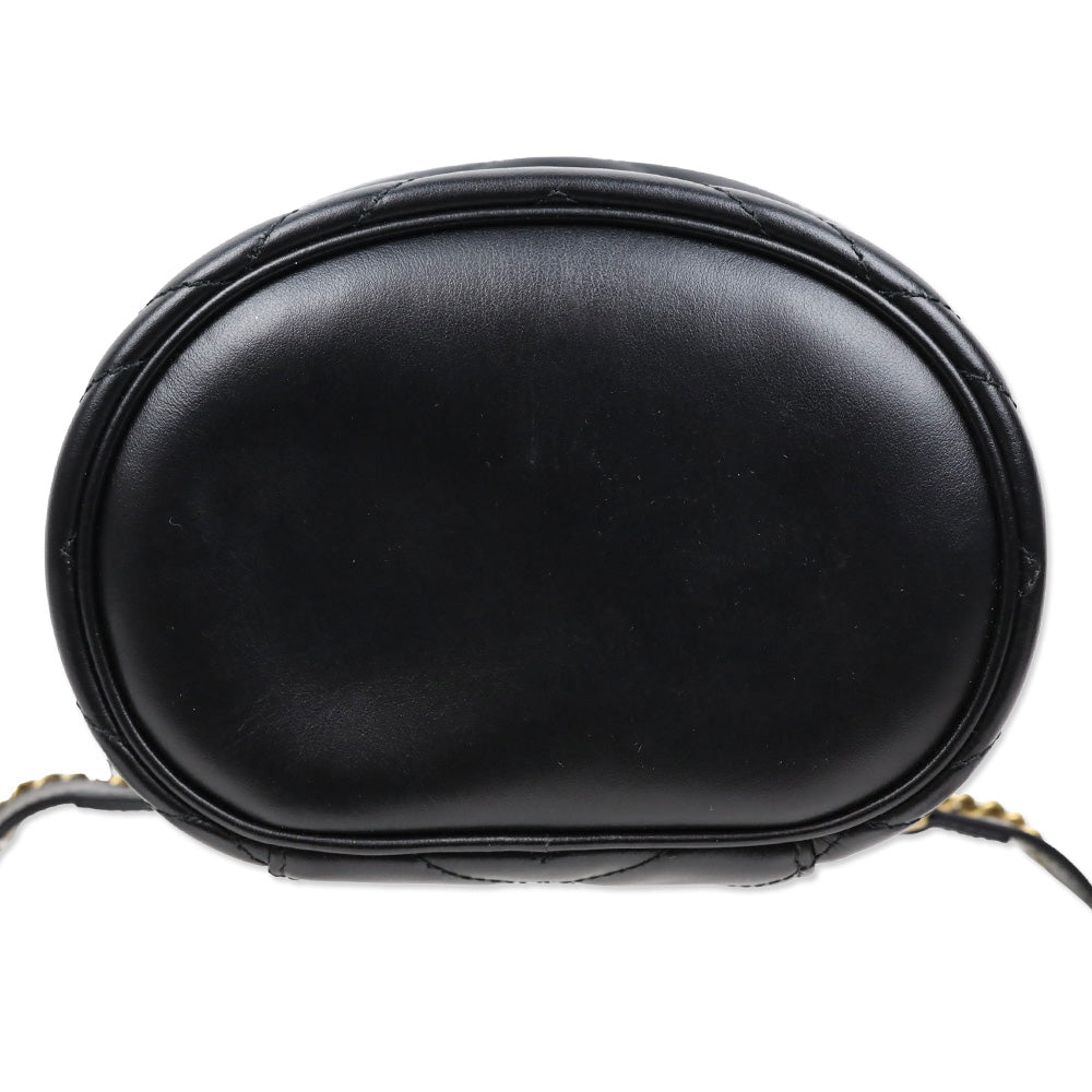 Gucci Black Matelassé Leather Mini GG Marmont Vanity Backpack