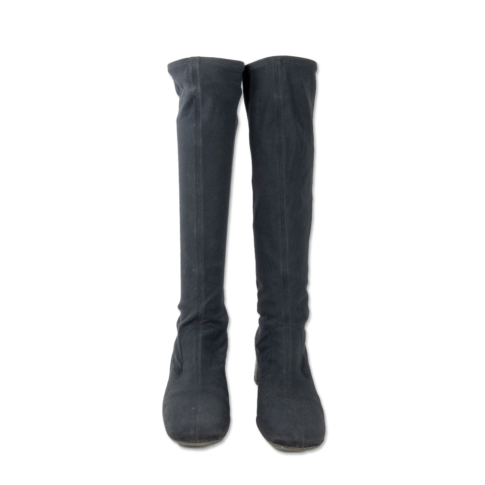 Gucci Black Neoprene Knee-High Boots