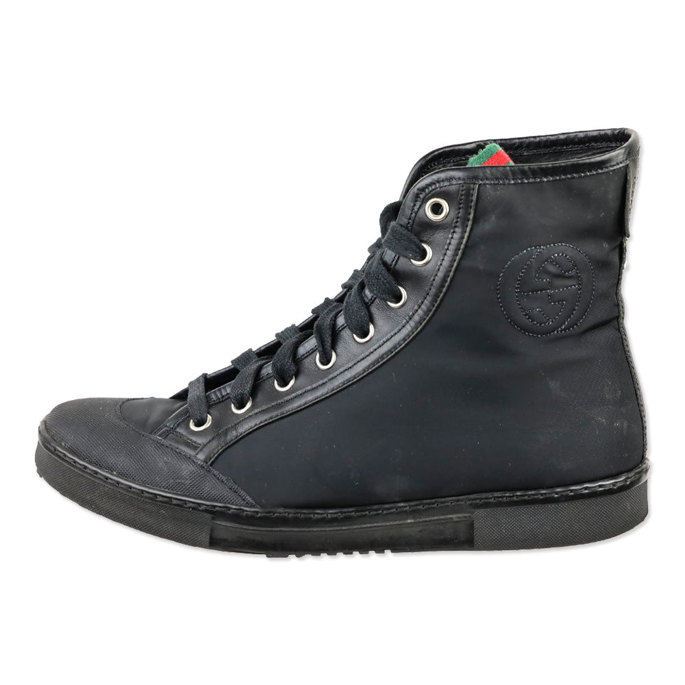 Gucci Black Nylon GG High-Top Sneakers
