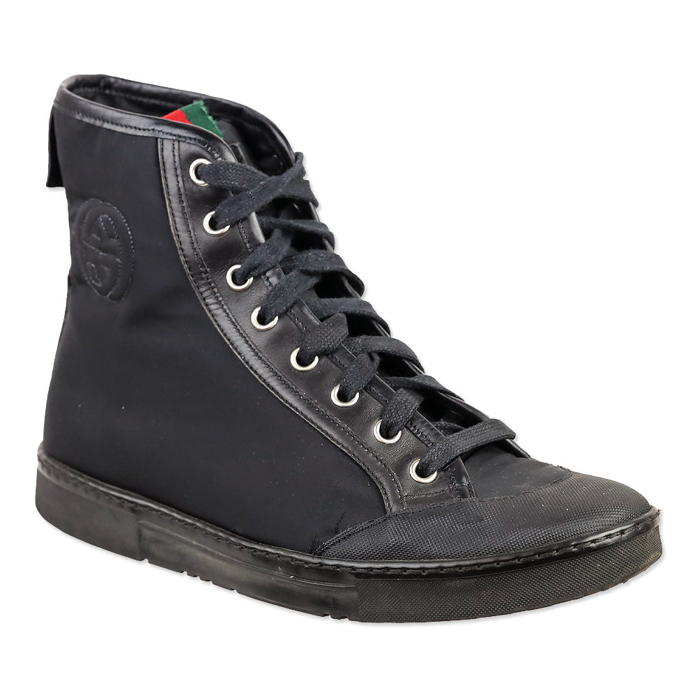 Gucci Black Nylon GG High-Top Sneakers