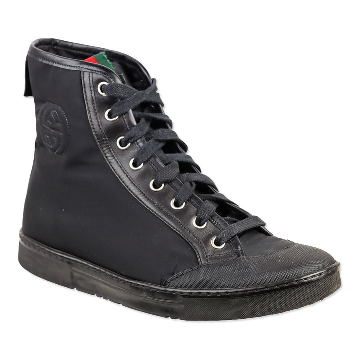Gucci Black Nylon GG High-Top Sneakers