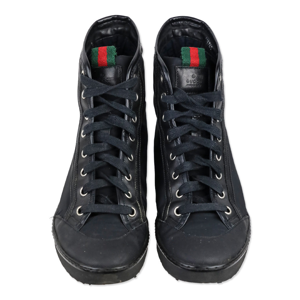 Gucci Black Nylon GG High-Top Sneakers
