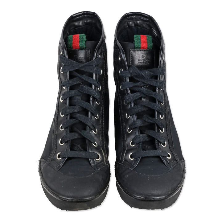 Gucci Black Nylon GG High-Top Sneakers