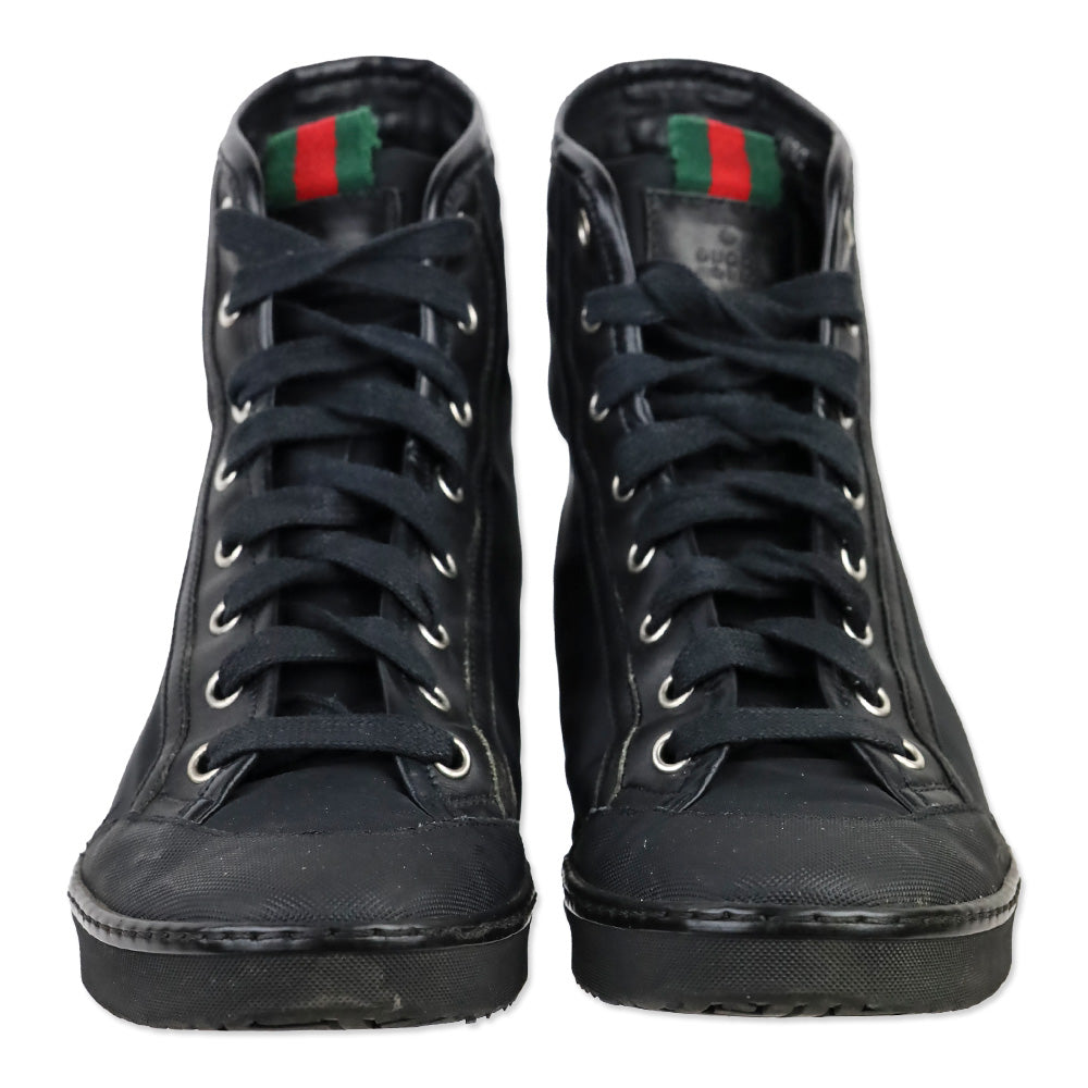 Gucci Black Nylon GG High-Top Sneakers