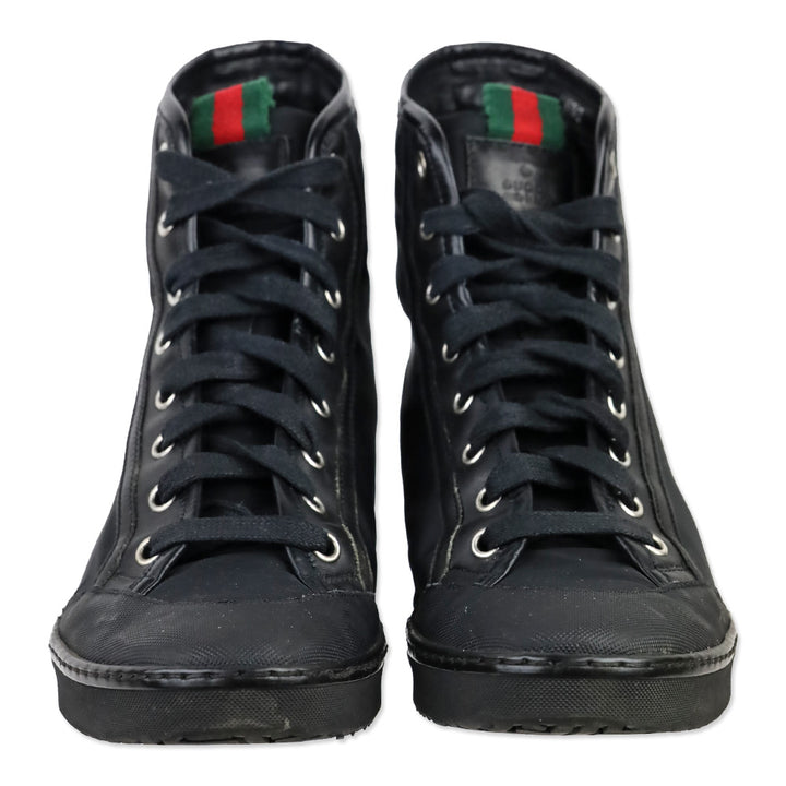 Gucci Black Nylon GG High-Top Sneakers
