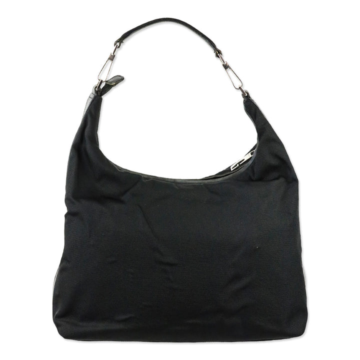 Gucci Black Nylon Leather Trim Hobo Bag