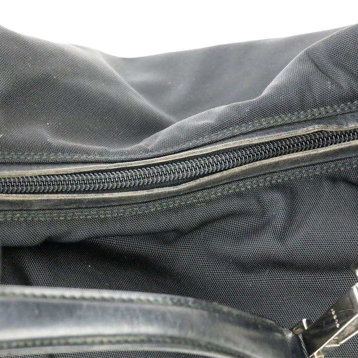 Gucci Black Nylon Leather Trim Hobo Bag