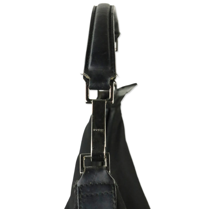 Gucci Black Nylon Leather Trim Hobo Bag