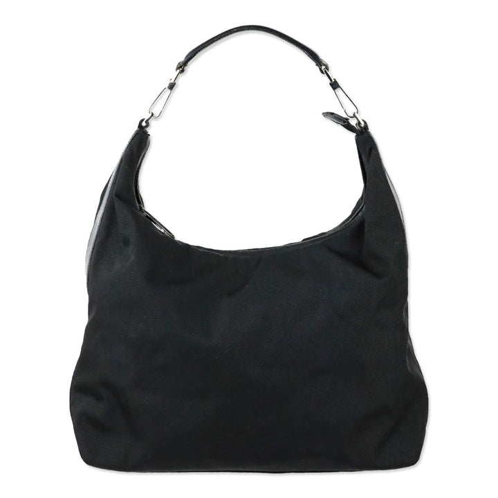 Gucci Black Nylon Leather Trim Hobo Bag