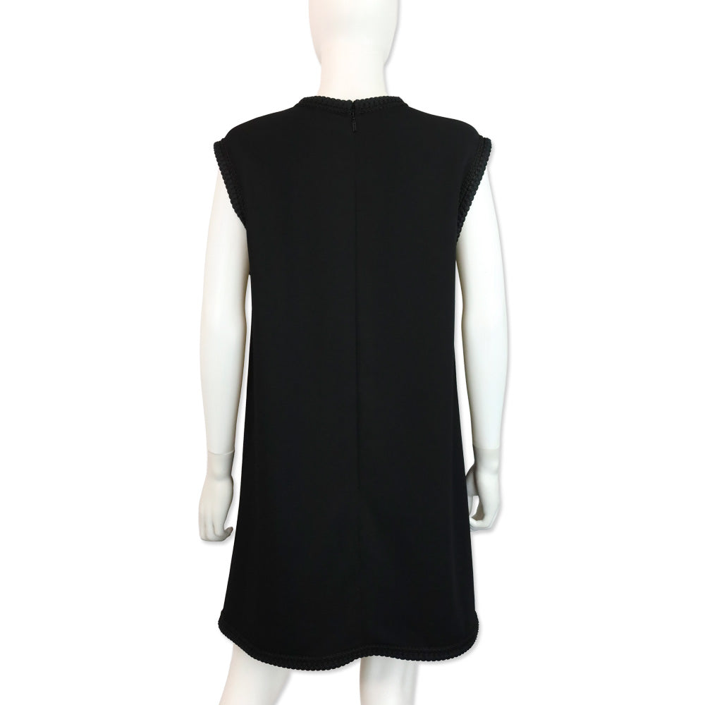 Gucci Black Passementerie Trim Sleeveless Midi Dress