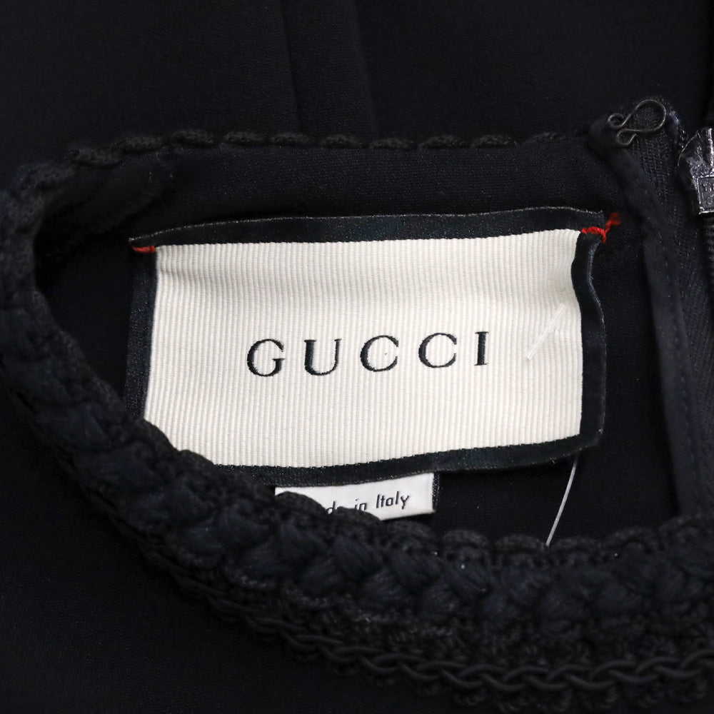 Gucci Black Passementerie Trim Sleeveless Midi Dress