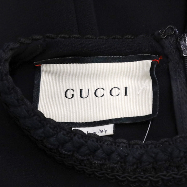 Gucci Black Passementerie Trim Sleeveless Midi Dress