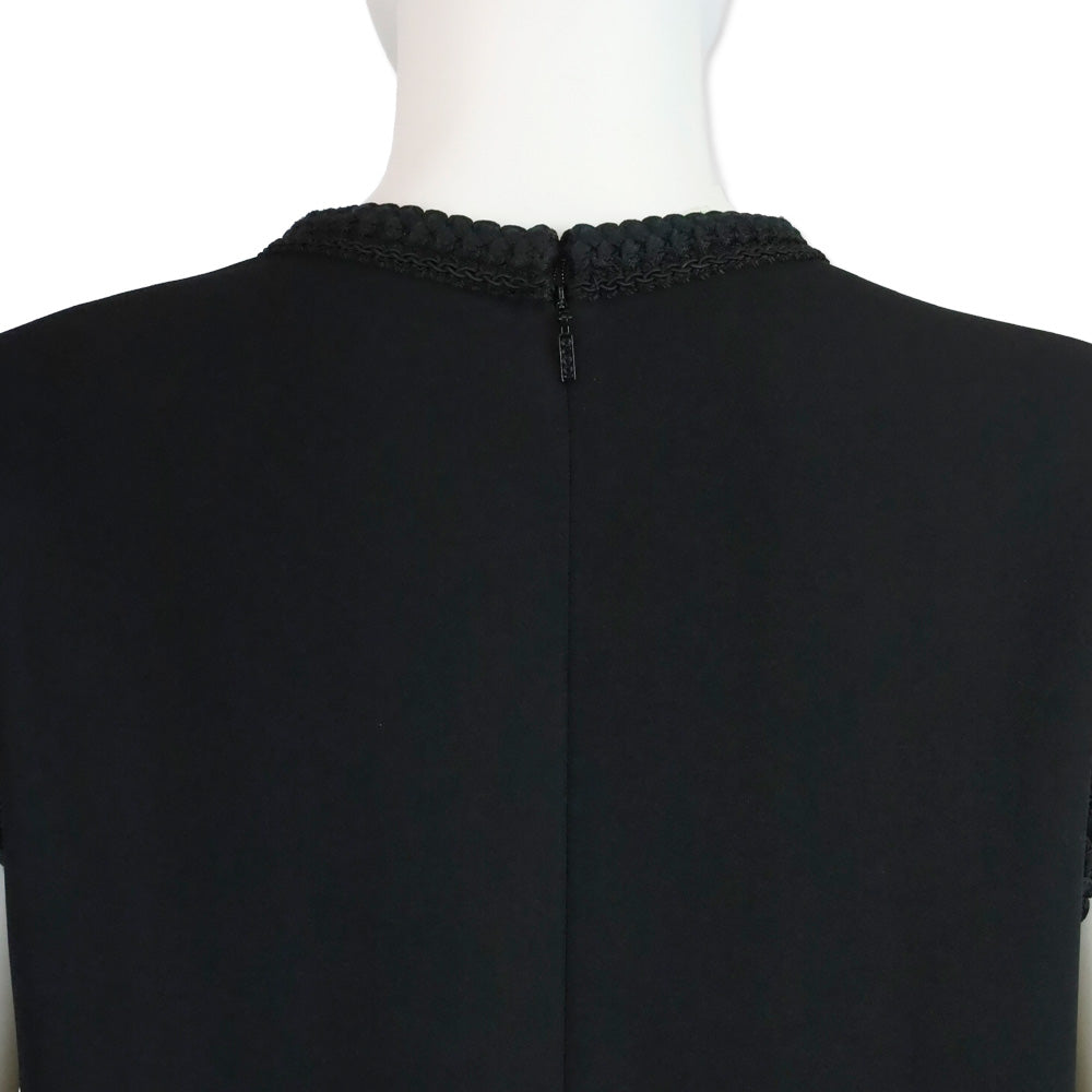 Gucci Black Passementerie Trim Sleeveless Midi Dress