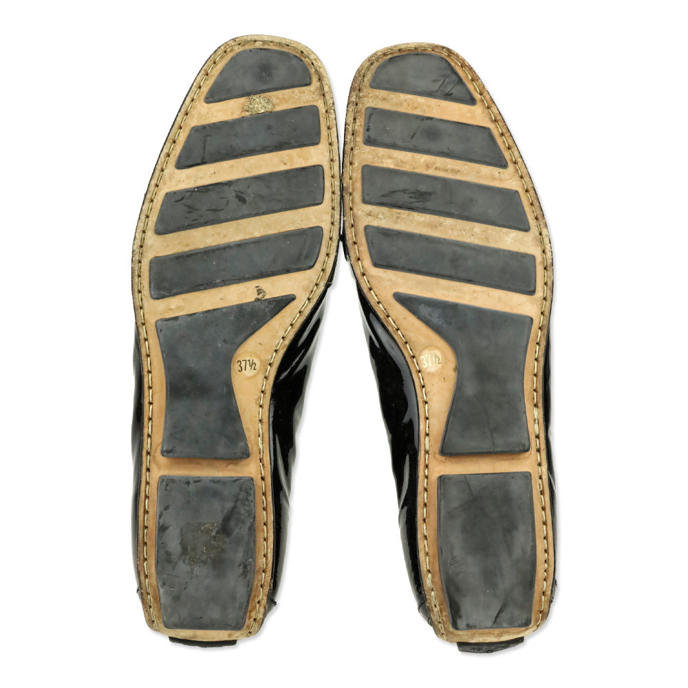 Gucci Black Patent Leather Horsebit Studded Driving Loafer