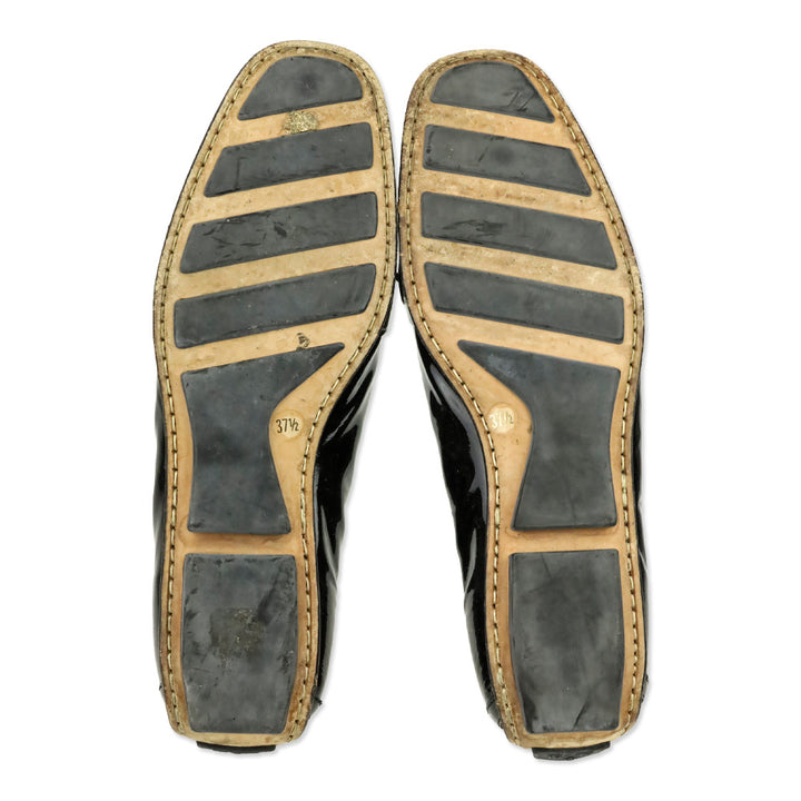 Gucci Black Patent Leather Horsebit Studded Driving Loafer