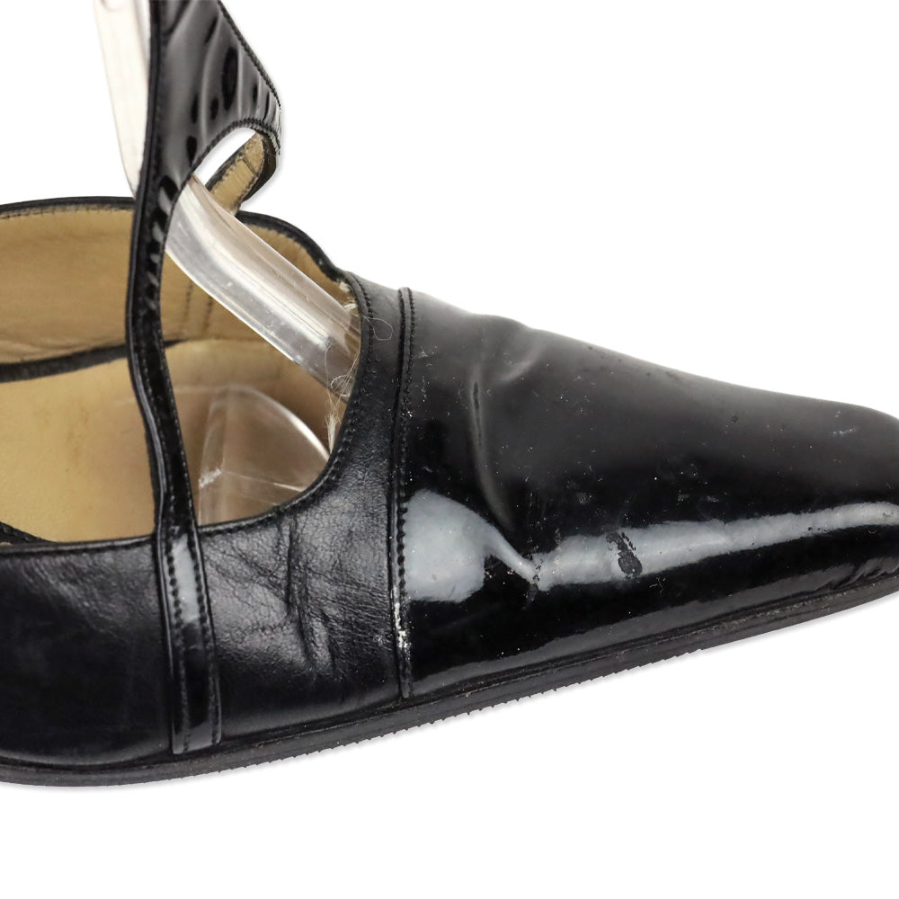 Gucci Black Patent/Leather Strappy Pumps