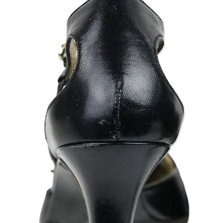 Gucci Black Patent/Leather Strappy Pumps