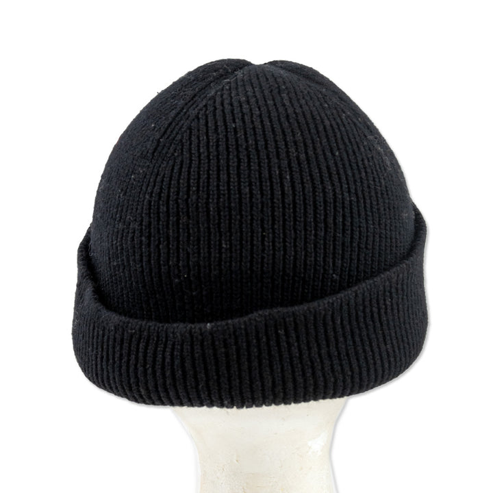 Gucci Black Ribbed Knit Logo Beanie