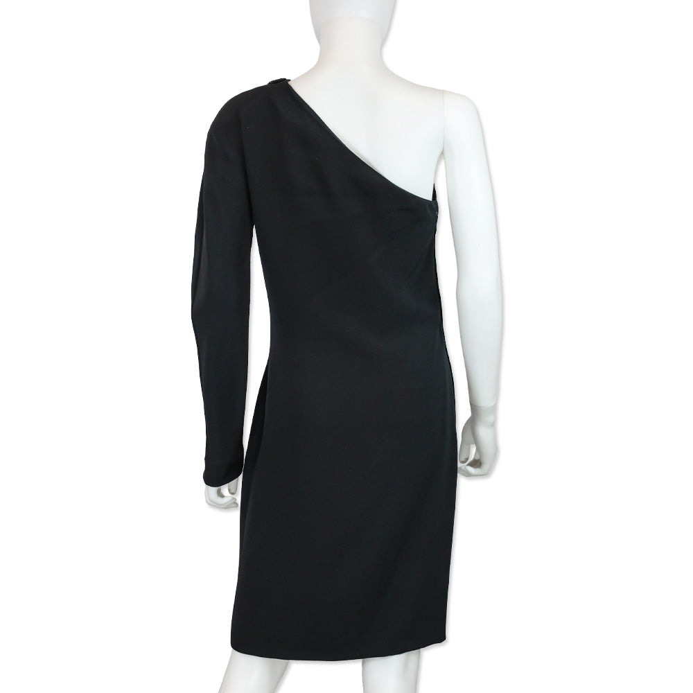 Gucci Black Silk One-Sleeve Midi Dress with Paisley Bead/Sequin Accent | DBLTKE Luxury Consignment Boutique Gucci Black Silk One-Sleeve Midi Dress with Paisley Bead/Sequin Accent | DBLTKE Luxury Consignment Boutique