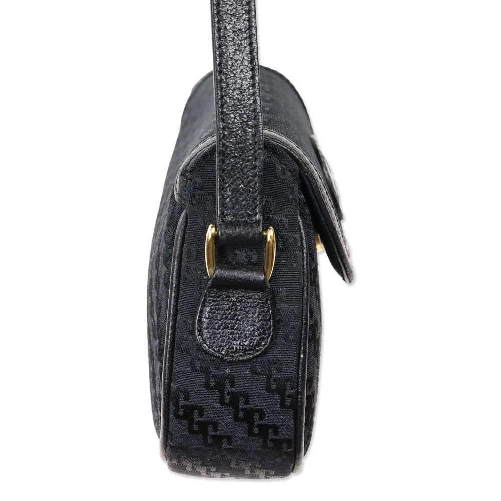 Gucci Black Single G Canvas Mini Saddle Crossbody Bag