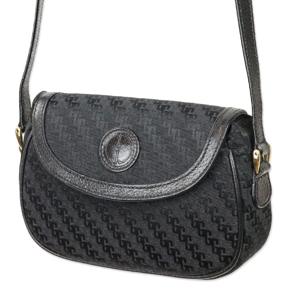 Gucci Black Single G Canvas Mini Saddle Crossbody Bag