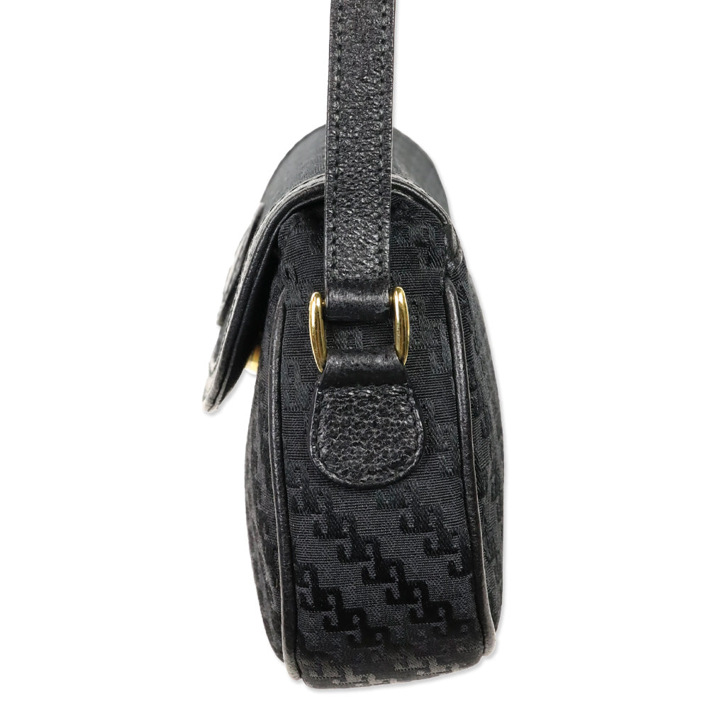 Gucci Black Single G Canvas Mini Saddle Crossbody Bag