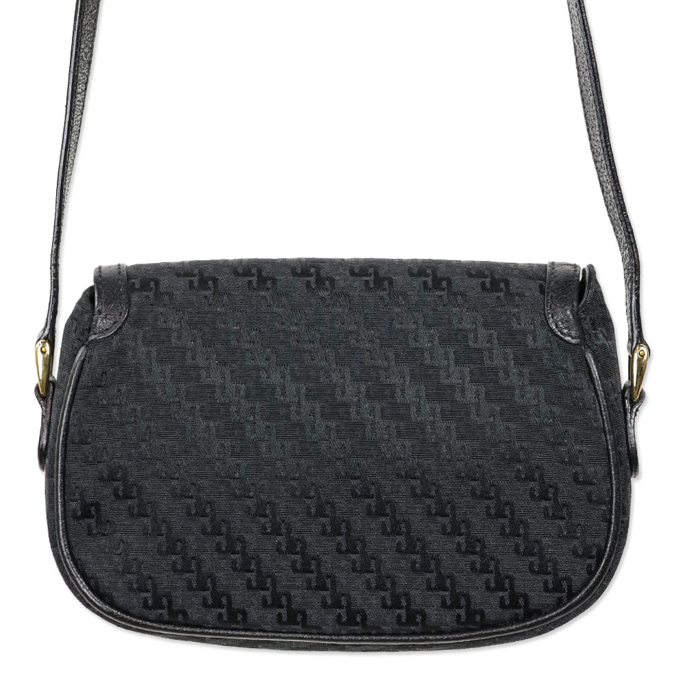 Gucci Black Single G Canvas Mini Saddle Crossbody Bag