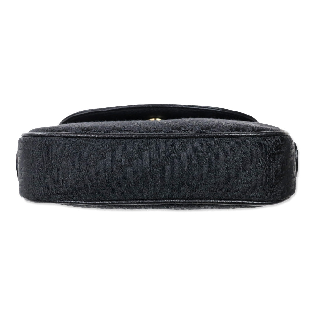 Gucci Black Single G Canvas Mini Saddle Crossbody Bag