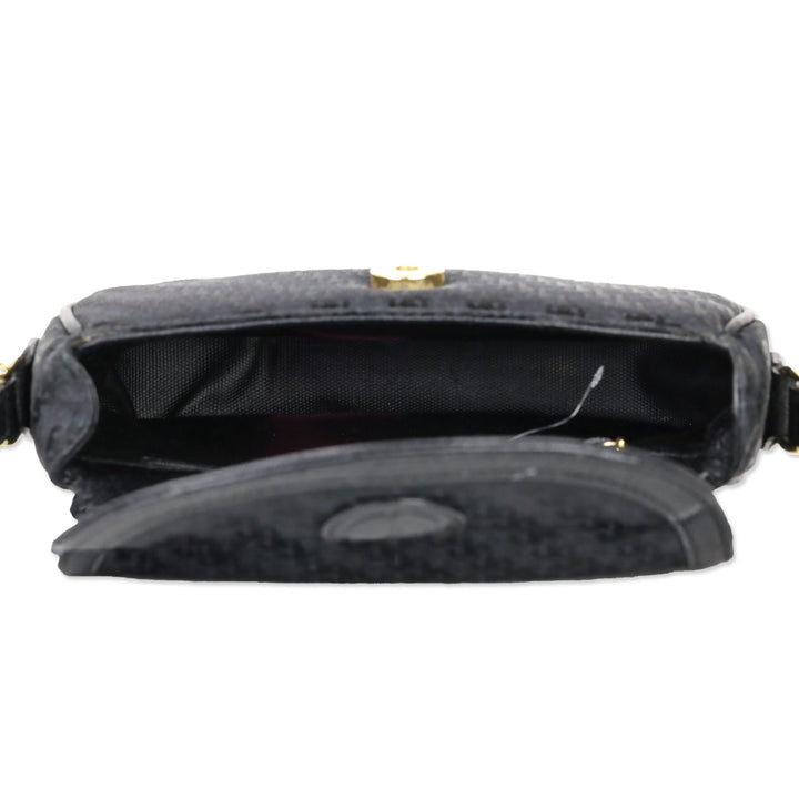 Gucci Black Single G Canvas Mini Saddle Crossbody Bag