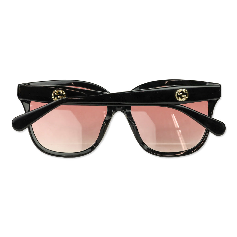 Gucci Black Square Red Gradient Lens Sunglasses