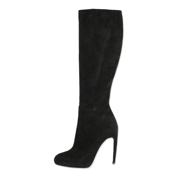 Gucci Black Suede Side Zip Knee High Boots