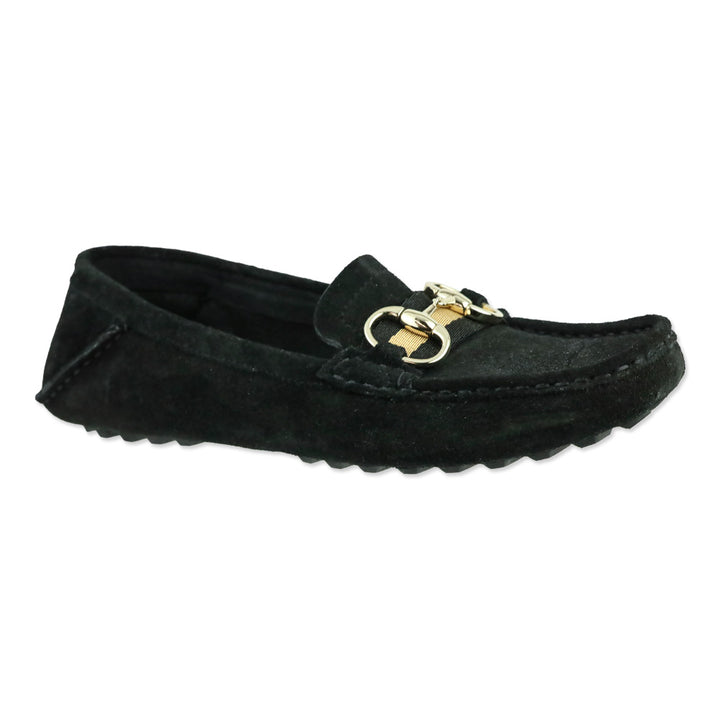 Gucci Black Suede Web Horsebit Driving Loafers