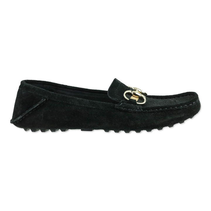 Gucci Black Suede Web Horsebit Driving Loafers